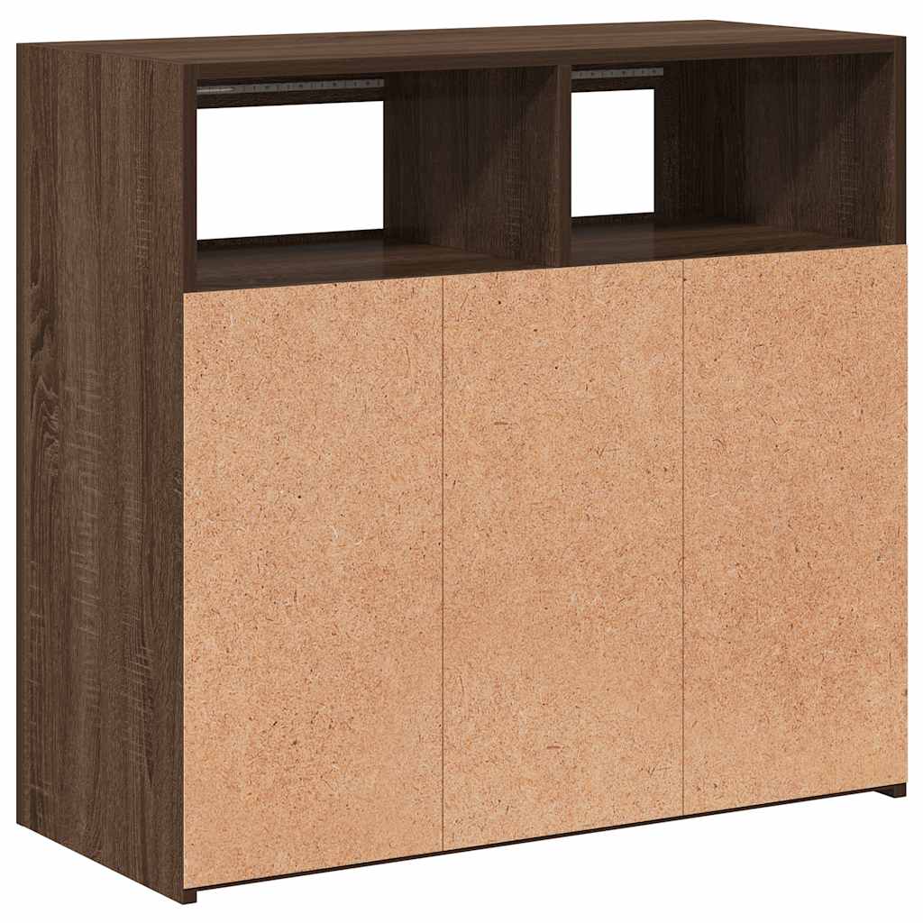 Sideboard mit LED-Beleuchtung Braun Eichen-Optik 80x35x75 cm